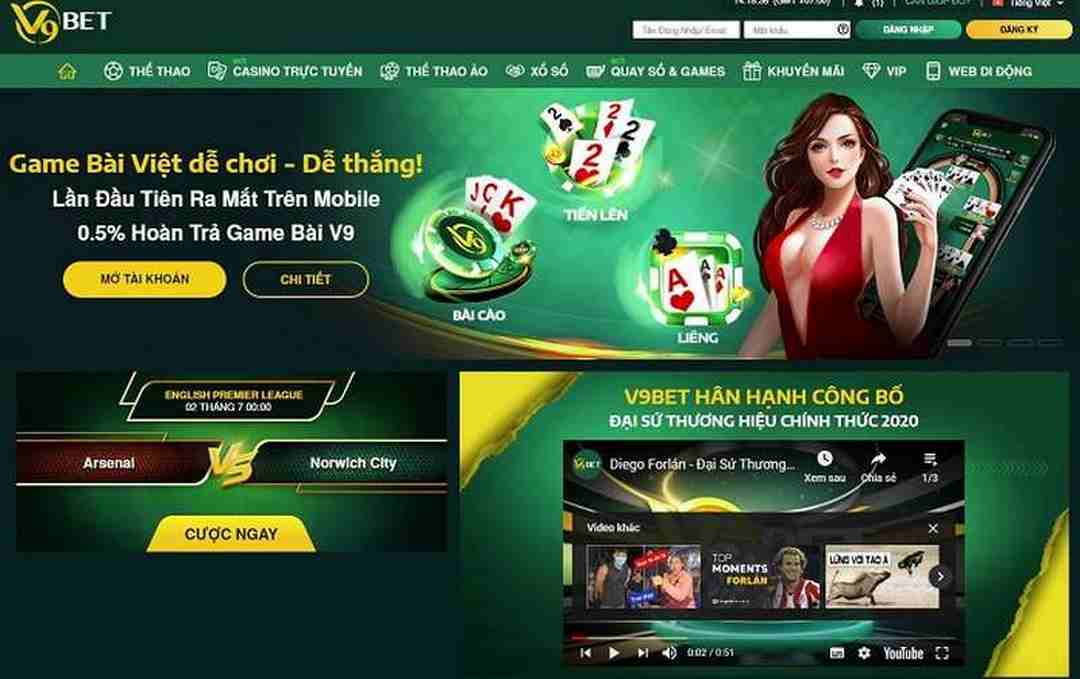 V9bet với bàn chơi game bài nổi tiếng 